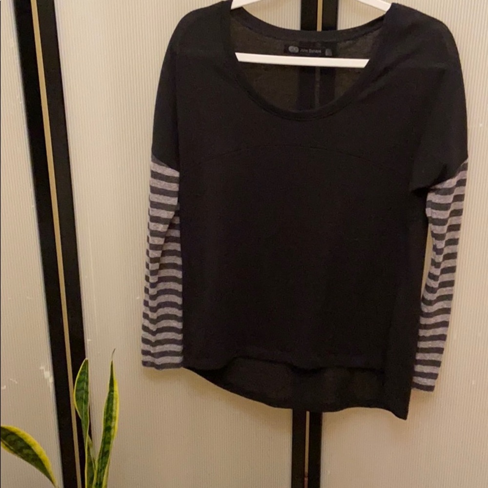 John Eshaya | Striped Sleeves Long Sleeve Top